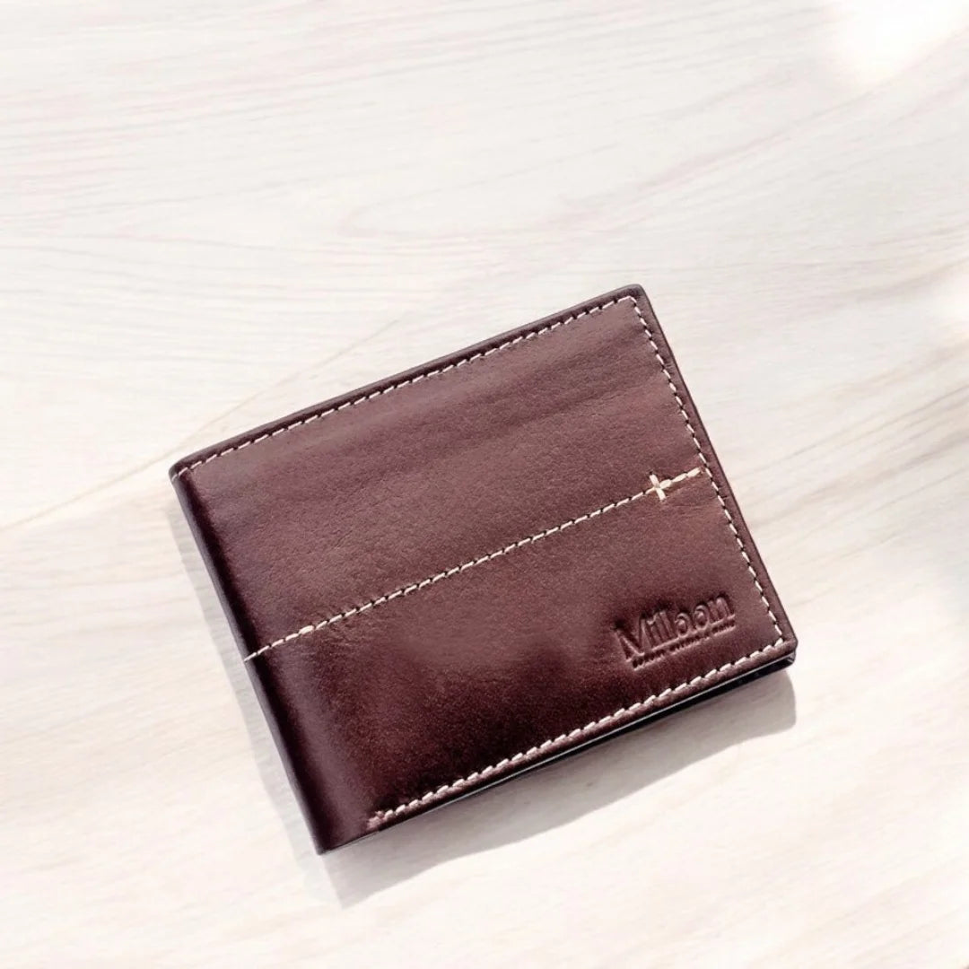 Millaan Bifold Pure Leather Wallet in Burgundy – Crafted for Men