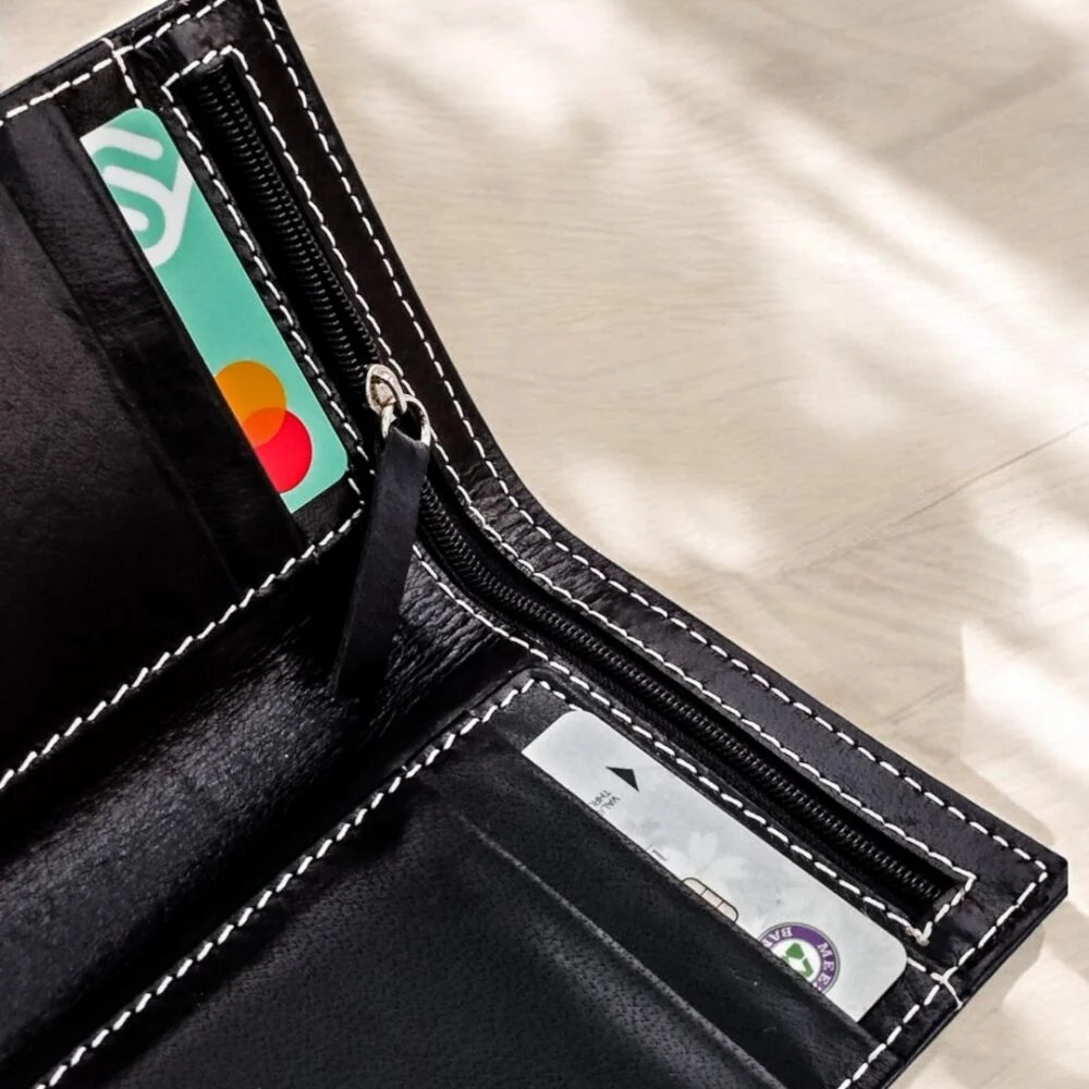 Millaan Pure Leather Long Wallet in Black – Built for Men Who Own Their Style